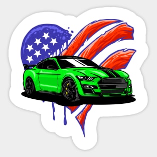 Flag USA Green GT500 Shelby Sticker